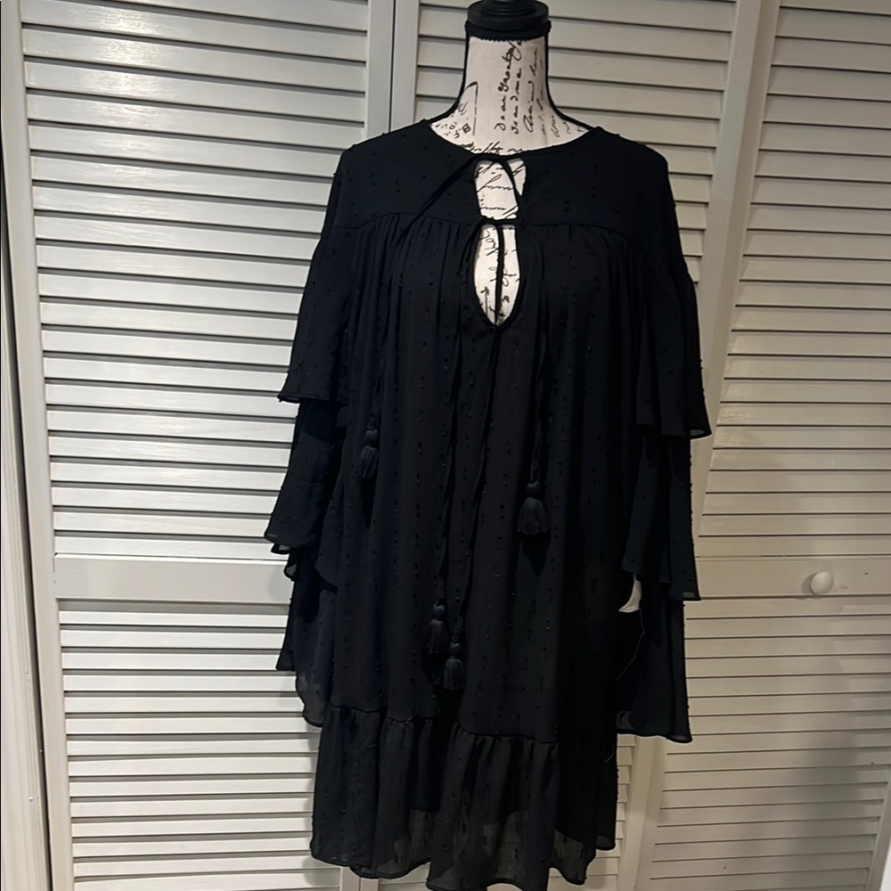 Black Boho Dress with Tassels